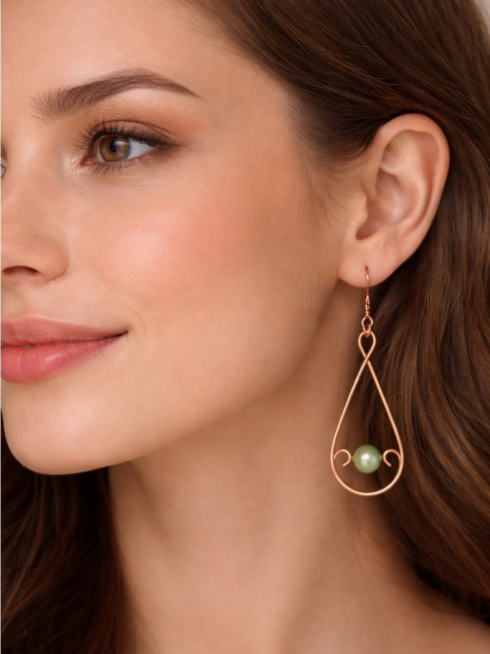 Elegant Copper and Green Teardrop Earrings